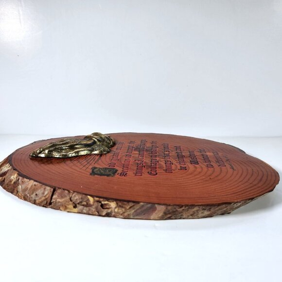 Serenity Prayer Vintage Wood Slab Live Edge Wall Art Praying Hands Hanging - Picture 6 of 10